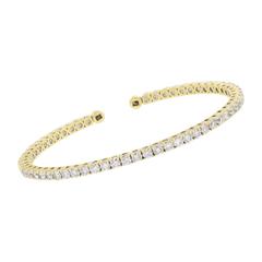 5.22 Carat Diamond Yellow Gold Flexible Bangle 7