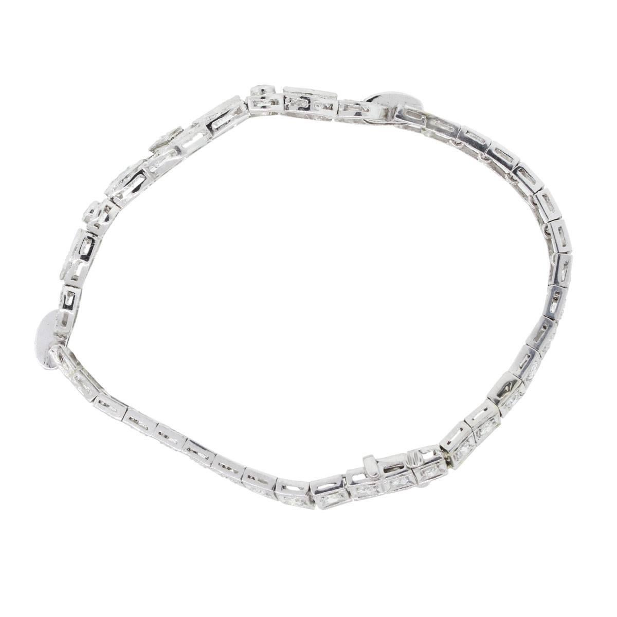 Art Deco Platinum 3.5 Carat Marquise and Round Diamond Vintage Bracelet