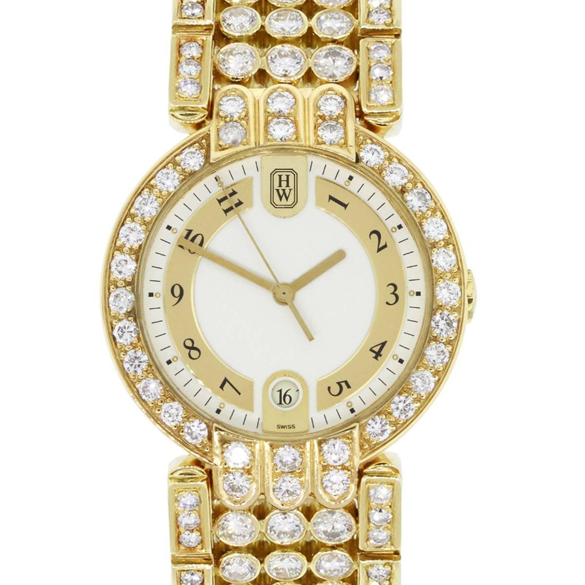 Harry Winston Yellow Gold Diamond Premier Quartz Wristwatch