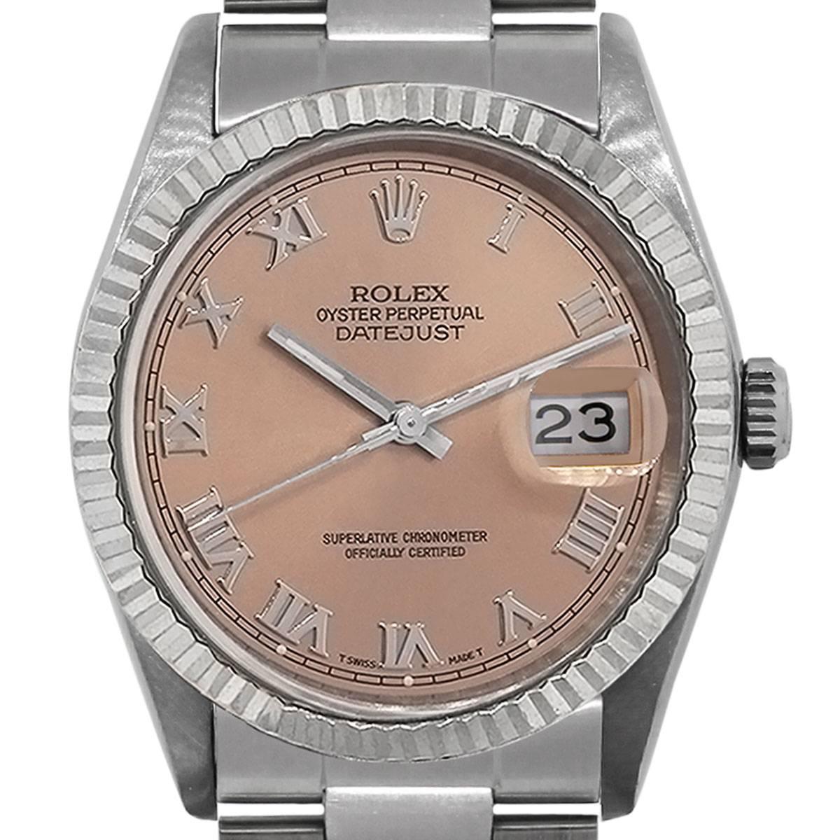 Rolex Stainless Steel Datejust  Salmon Dial Automatic Wristwatch Ref 16234 