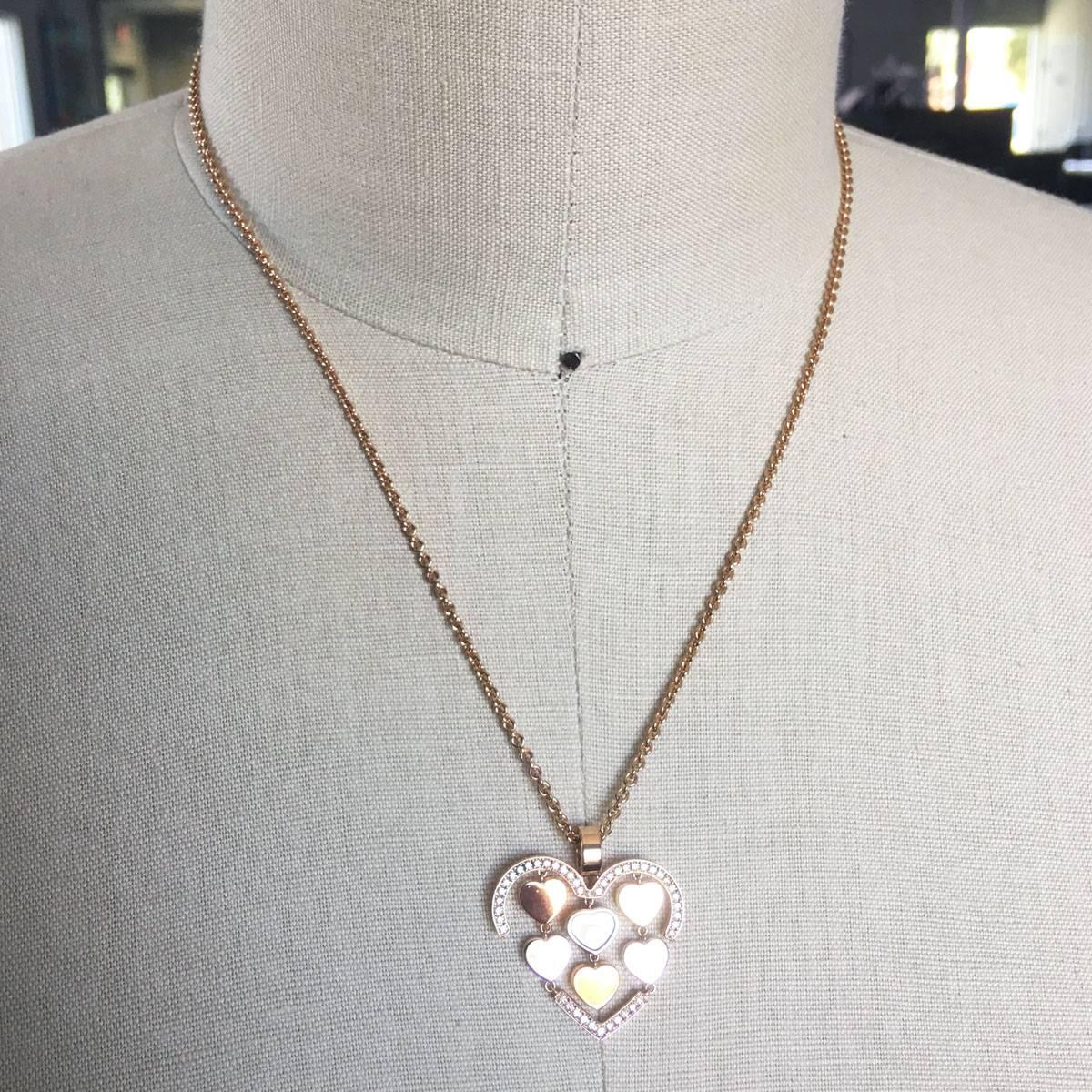 Women's Chopard Rose Gold Happy Amore Floating Diamond Necklace