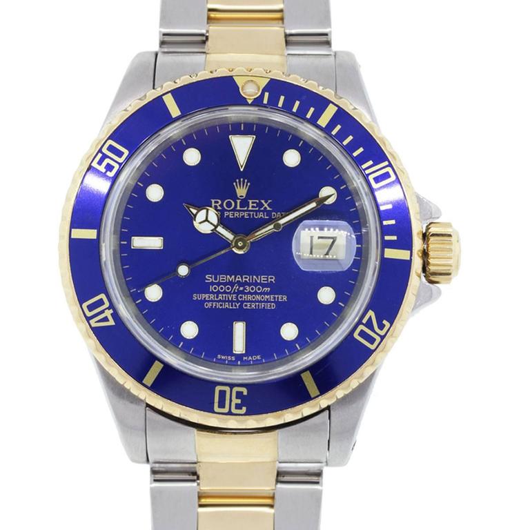 rolex watch blue and gold