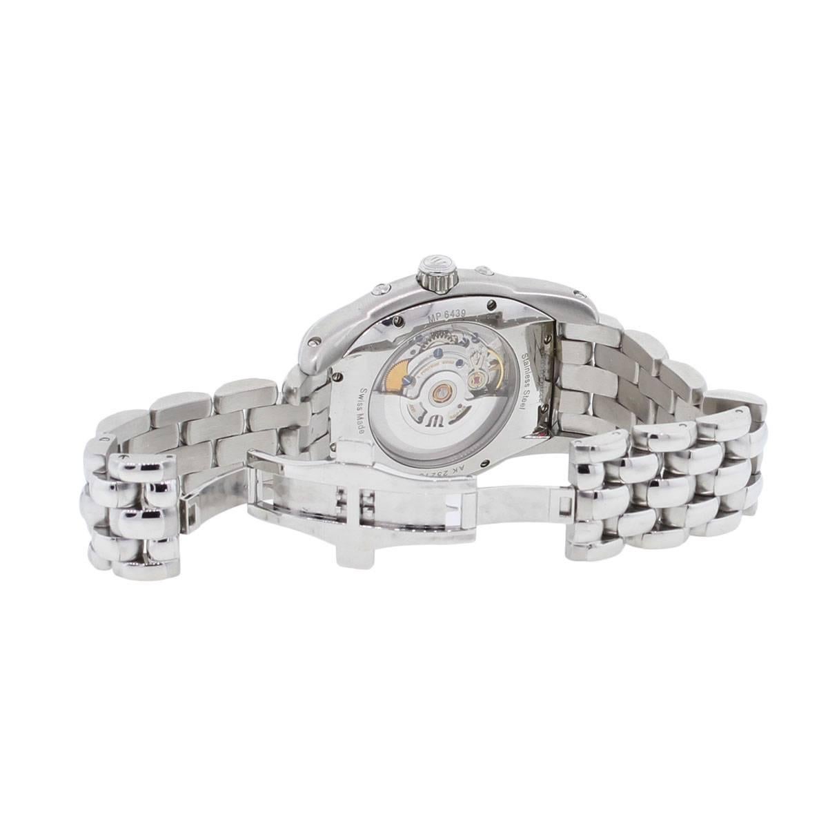 Maurice Lacroix Stainless Steel Masterpiece Phase de Lune Tonneau Wristwatch In Excellent Condition In Boca Raton, FL
