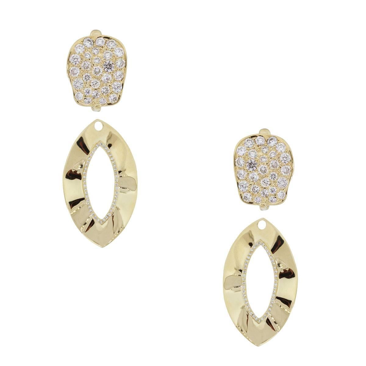 Women's Diamond Gold Free-Form Door Knocker Earrings