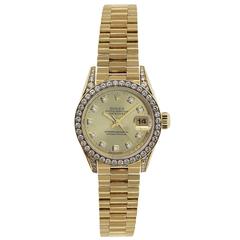 Rolex Ladies Yellow Gold Diamond Datejust Presidential Automatic Wristwatch