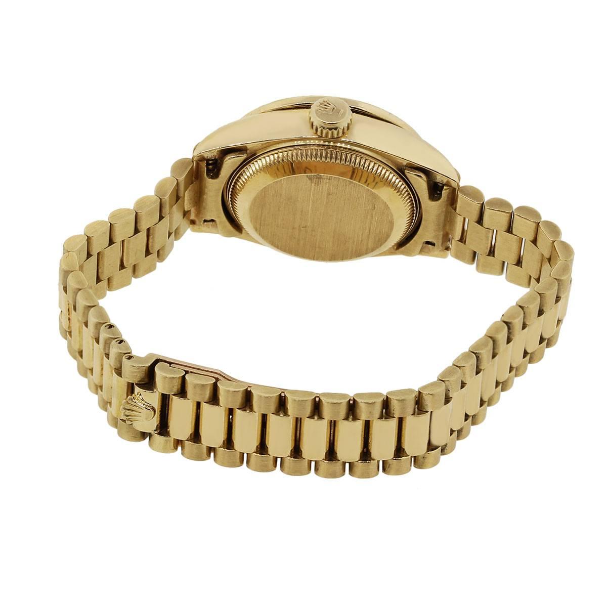 Rolex Ladies Yellow Gold Diamond Datejust Presidential Automatic Wristwatch 1