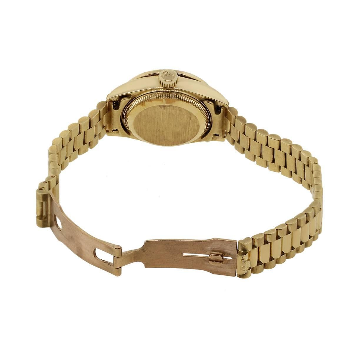 Women's Rolex Ladies Yellow Gold Diamond Datejust Presidential Automatic Wristwatch