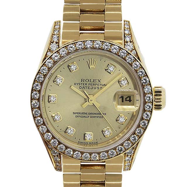 Rolex Ladies Yellow Gold Diamond Datejust Presidential Automatic ...