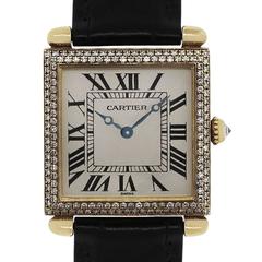 Cartier Yellow Gold Diamond Tank Obus 1630 Quartz Wristwatch 4