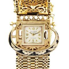 Retro Altair Ladies Yellow Gold Bracelet Mechanical Wristwatch