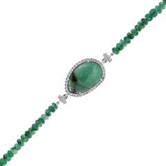 Meira T Emerald Diamond White Gold Bracelet
