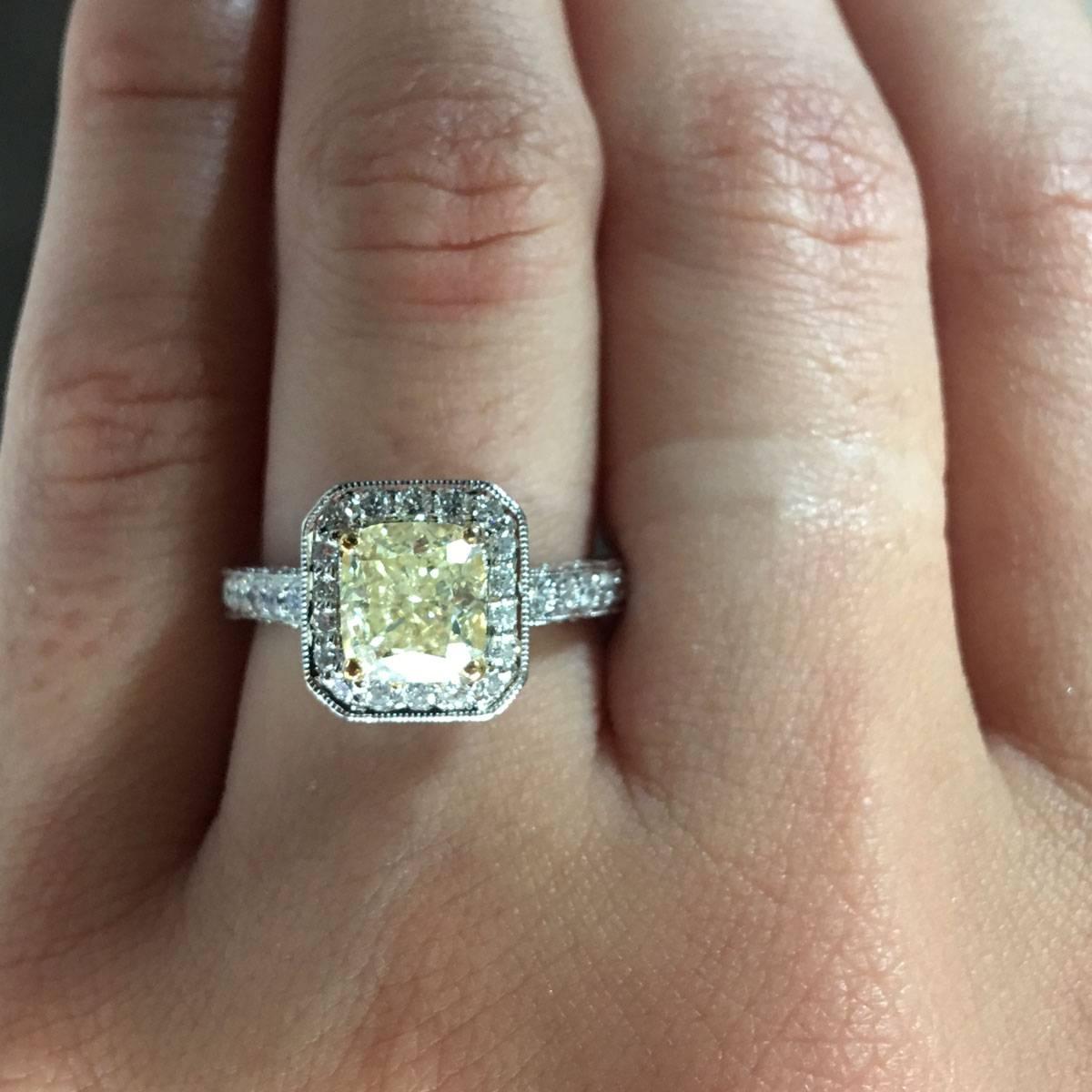 2.61 Carat Diamond Halo white and yellow gold Engagement Ring 1