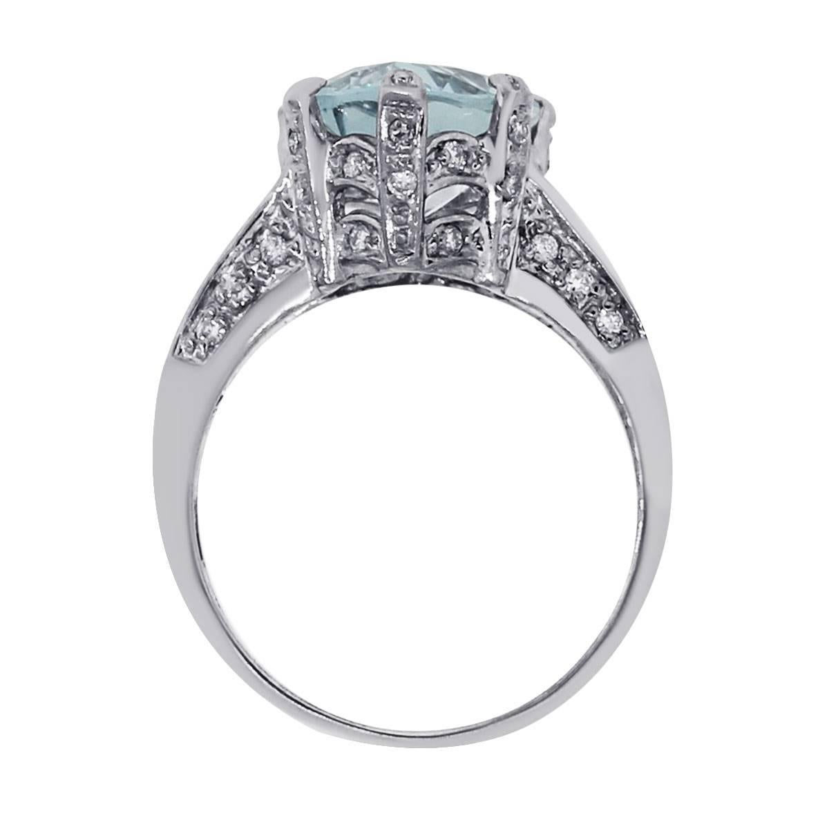 4.62 Carat Aquamarine Diamond White Gold Ring In Excellent Condition In Boca Raton, FL