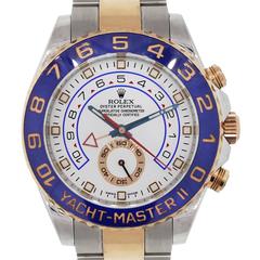 Rolex Rose Gold Stainless Steel White Dial Yacht Master II Wristwatch