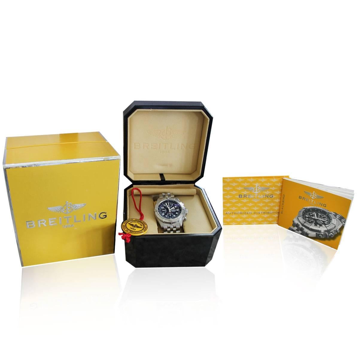 Breitling Stainless Steel Blackbird Chronograph Wristwatch Ref A13353 In Excellent Condition In Boca Raton, FL
