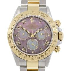 Used Rolex Daytona Mother of Pearl Dial Two Color Automatic Wristwatch Ref 116523 