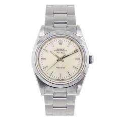 Rolex Stainless Steel 14000 Airking Silver Stick Dial Automatic Wristwatch