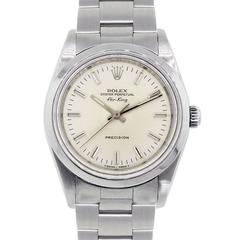 Rolex Stainless Steel 14000 Airking Silver Stick Dial Automatic Wristwatch 12