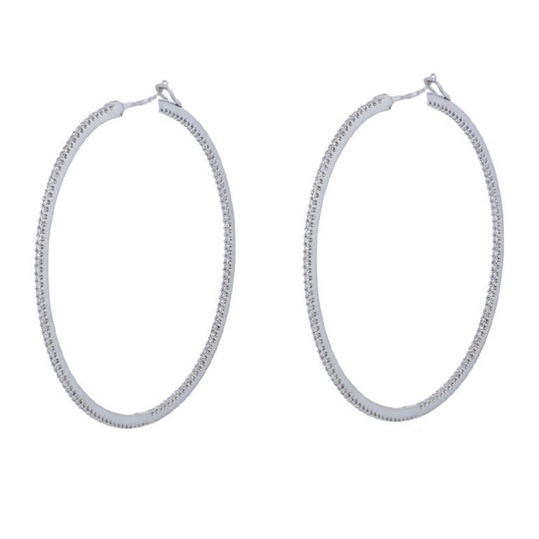 Ivanka Trump Thin Diamond Gold Hoop Earrings at 1stDibs large thin