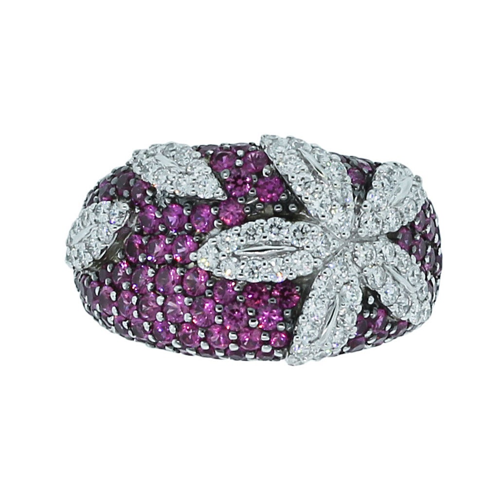 Roberto Coin Pink Sapphire Diamond Gold Ring For Sale at 1stDibs