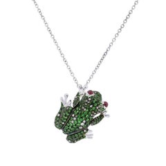 Roberto Coin Gemstone Diamond Gold Frog Pendant Necklace