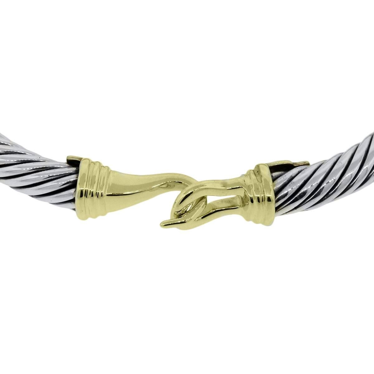 David Yurman Two-Tone Thoroughbred Cable Bangle In Excellent Condition In Boca Raton, FL