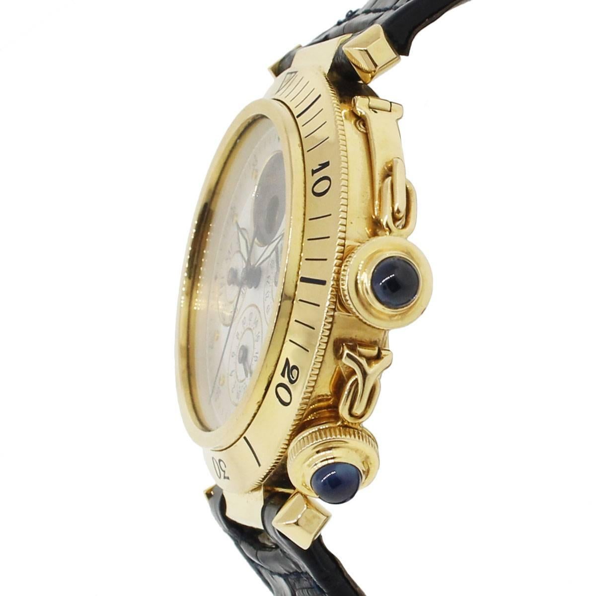 Cartier GMT Pasha Day Date Moonphase Wristwatch Ref MG246506 In Excellent Condition In Boca Raton, FL