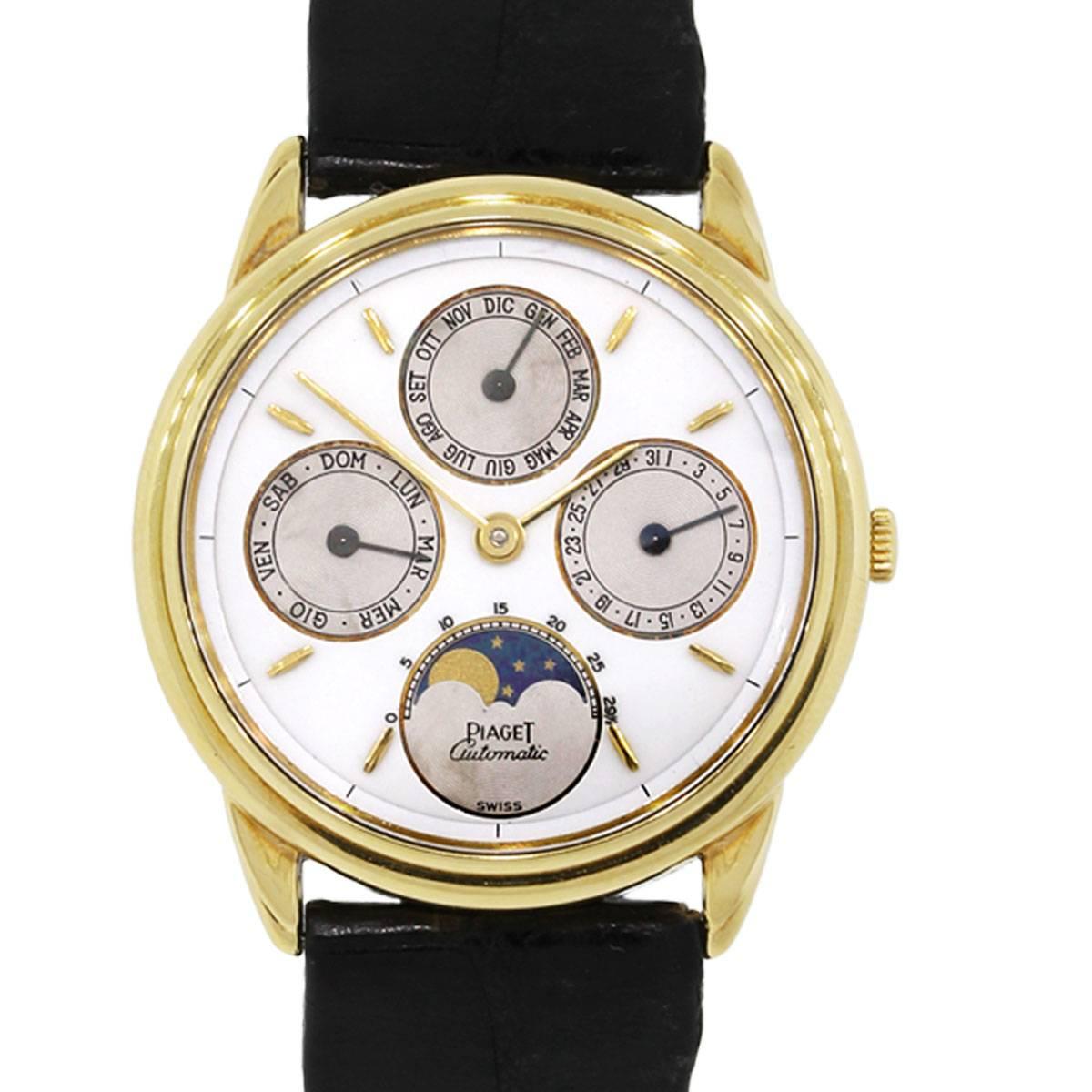 Piaget Vintage Annual Calendar Moonphase Wristwatch Ref 15958 