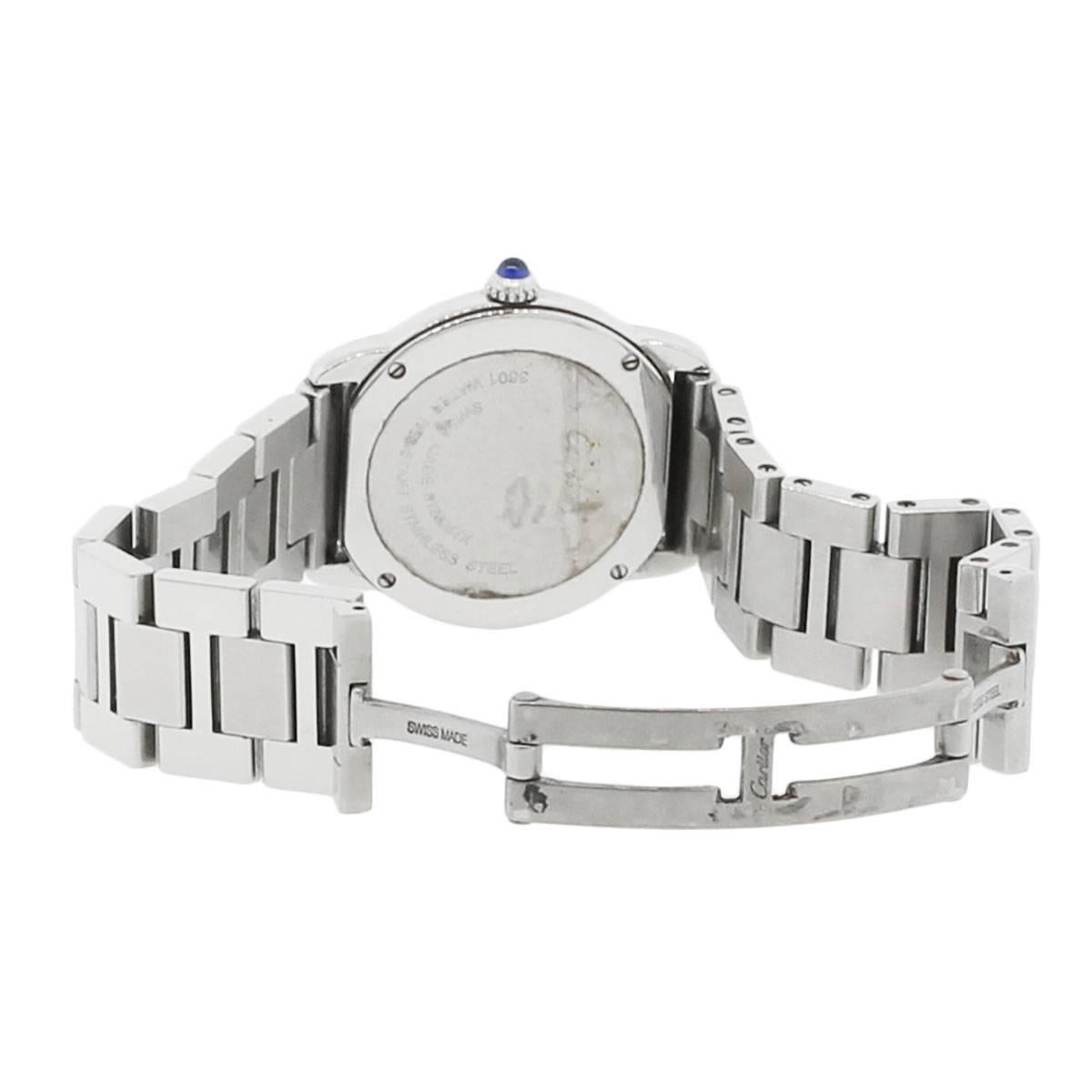 Cartier Stainless Steel Ronde Solo Quartz Wristwatch Ref 3601 In Excellent Condition In Boca Raton, FL