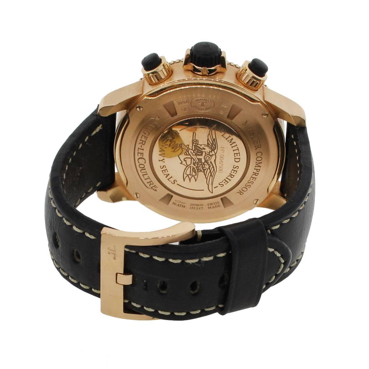 Men's Jaeger Lecoultre Chronograph GMT Limited Navy Seals Wristwatch