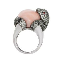 Angel Skin Coral Diamond Ruby Snake Ring