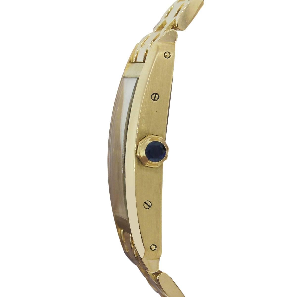 Cartier Ladies Yellow Gold Tank Americaine Quartz Wristwatch Ref W26015K2 In Excellent Condition In Boca Raton, FL