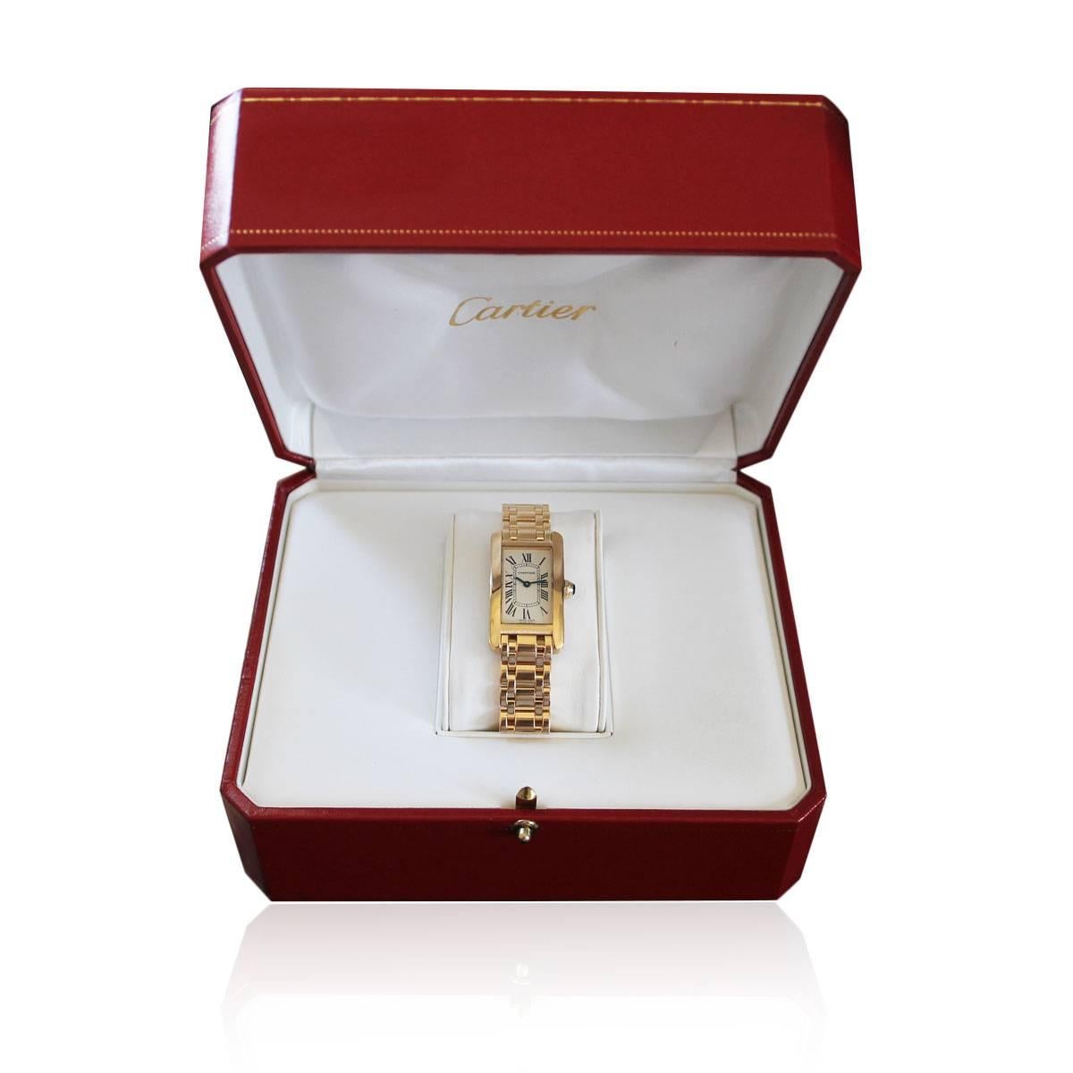 Cartier Ladies Yellow Gold Tank Americaine Quartz Wristwatch Ref W26015K2 2