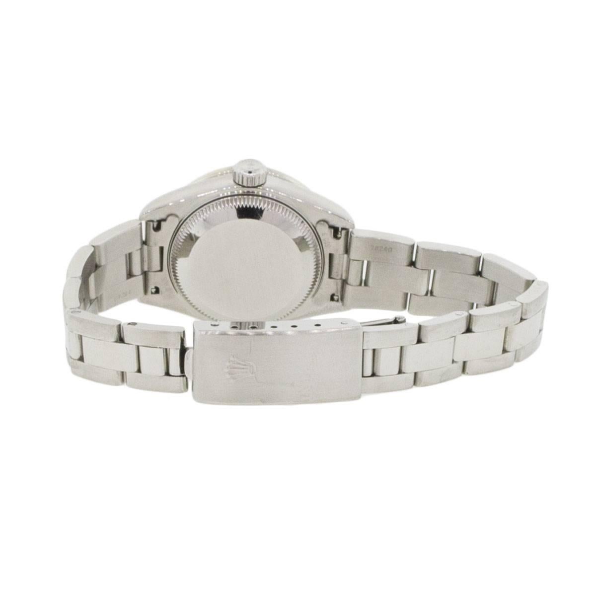 Rolex Ladies Stainless Steel Diamond Datejust Automatic Wristwatch Ref 79174 In Excellent Condition In Boca Raton, FL