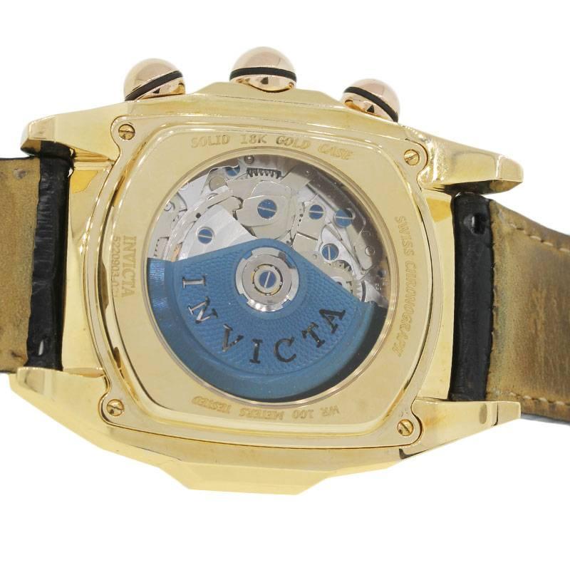 Invicta yellow gold Lupah Chronograph automatic Wristwatch Ref 5220903-021  In Excellent Condition In Boca Raton, FL