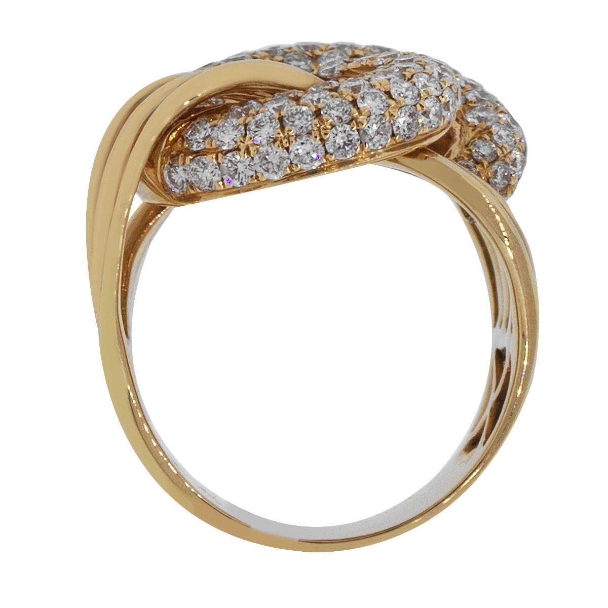 Material: 18k rose gold
Diamond Details: Approximately 2ctw of round brilliant diamonds. Diamonds are G/H in color and VS in clarity
Ring Measurements: 0.75″ X 0.65″ X 0.95″
Ring Size: 6.5
Total Weight: 11.6g (7.4dwt)
Additional Details: This item