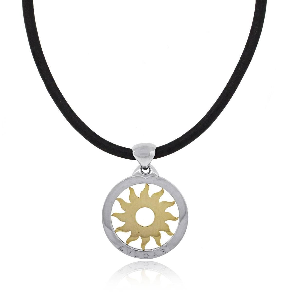 Designer: Bvlgari
Material: 18k yellow gold and sterling silver, leather necklace
Pendant Size: 1.75″ x 0.10″ x 1.75″
Measurements: 15.50
Total Weight: 37.7g (24.2dwt)
Additional Details: This item comes with Bvlgari presentation box!
SKU: G6860