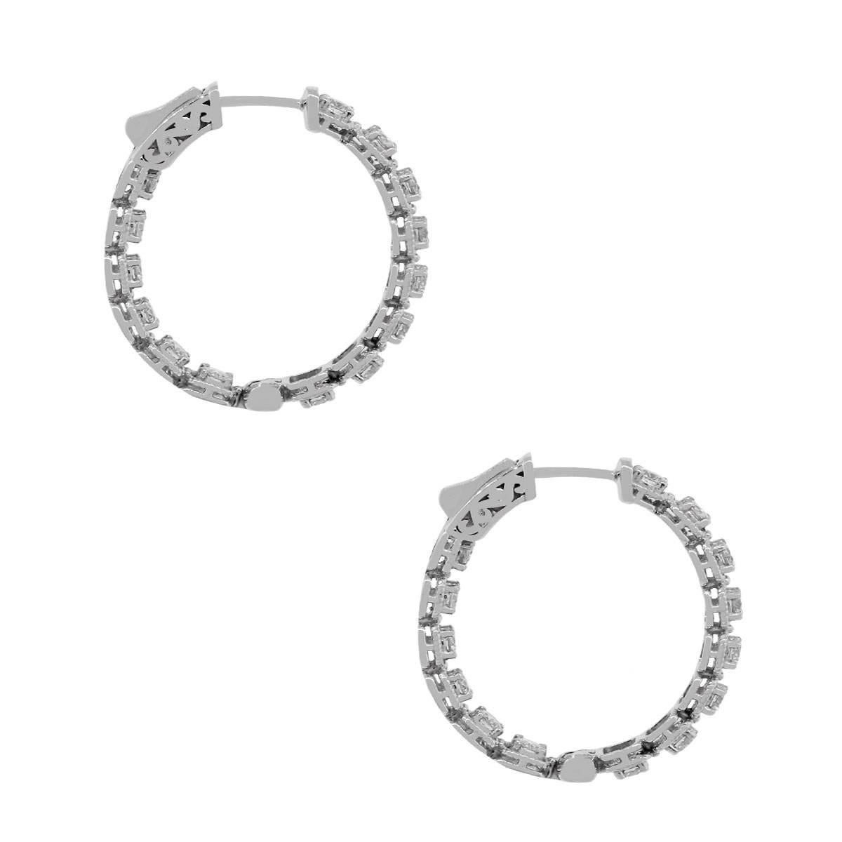 Round Cut Inside Out Diamond Hoop Earrings