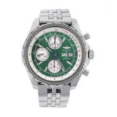 Breitling Stainless Steel Bentley Green Dial Automatic Wristwatch Ref A13362