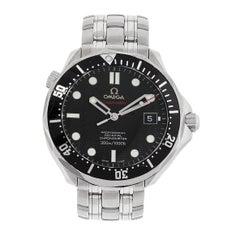 Omega Stainless steel Seamaster Black Dial Automatic Wristwatch