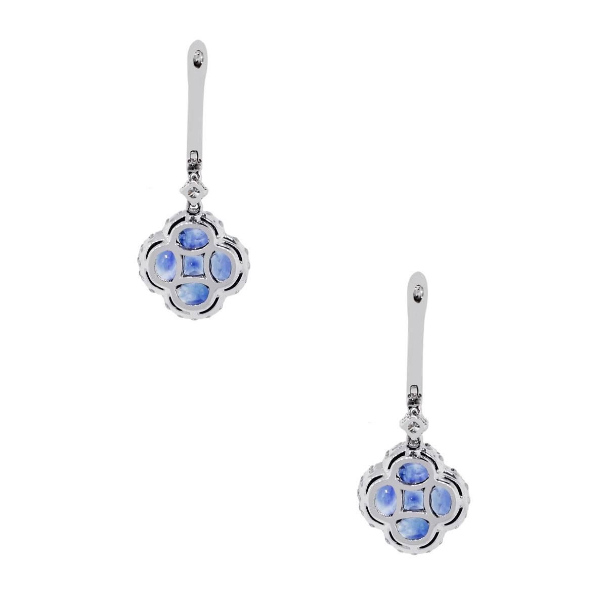 Oval Cut Sapphire and Diamond Dangle Earrings