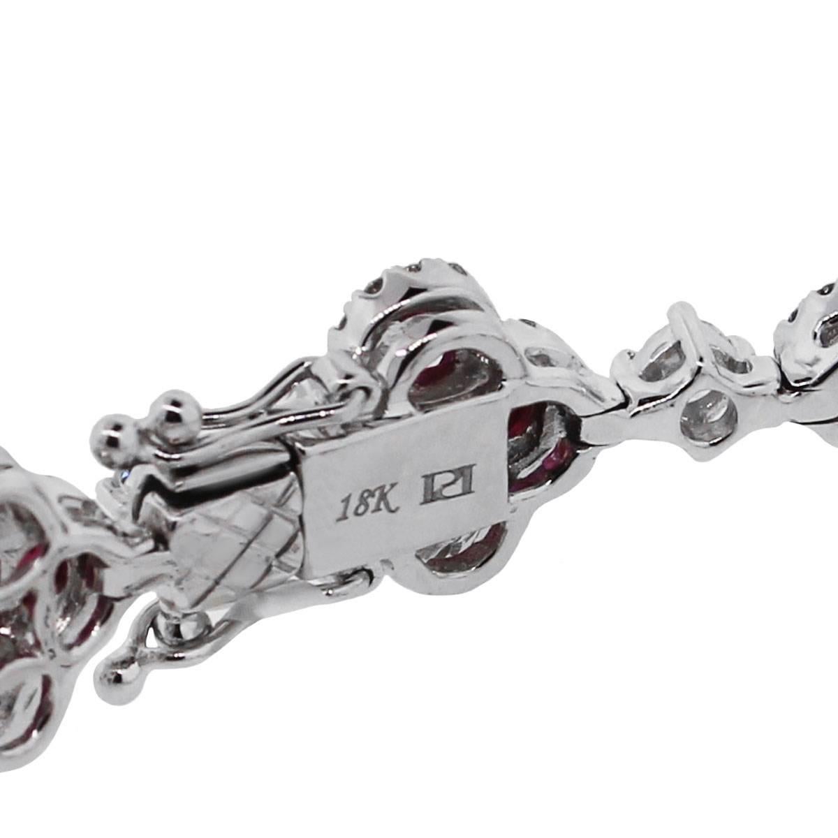 Ruby and Diamond Line Bracelet In New Condition In Boca Raton, FL