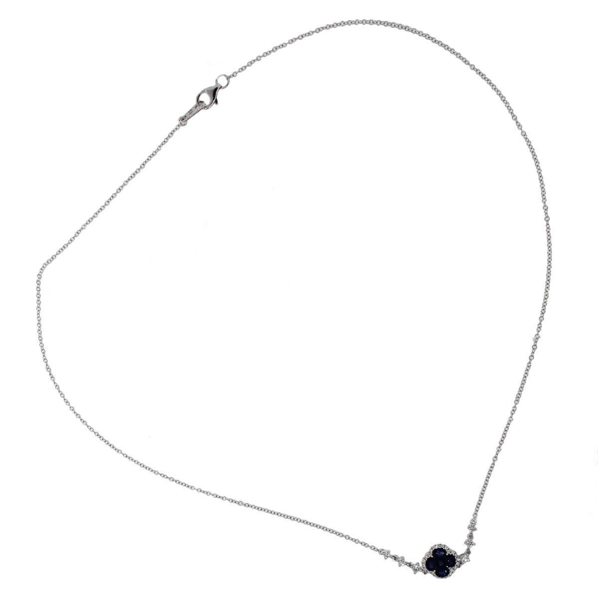Oval Cut Sapphire and Diamond Pendant Necklace
