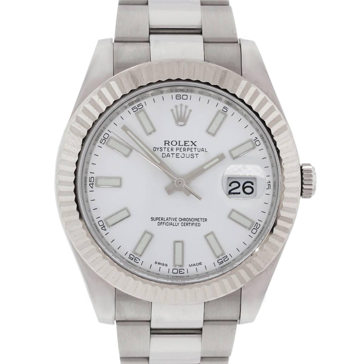 Rolex Stainless Steel Datejust II White Dial Automatic Wristwatch Ref 116334 