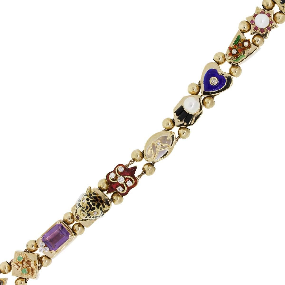 Diamond and Multi Gemstone Slide Bracelet