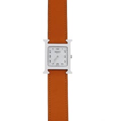 Hermes Stainless Steel Wrap around Leather Quartz Wristwatch