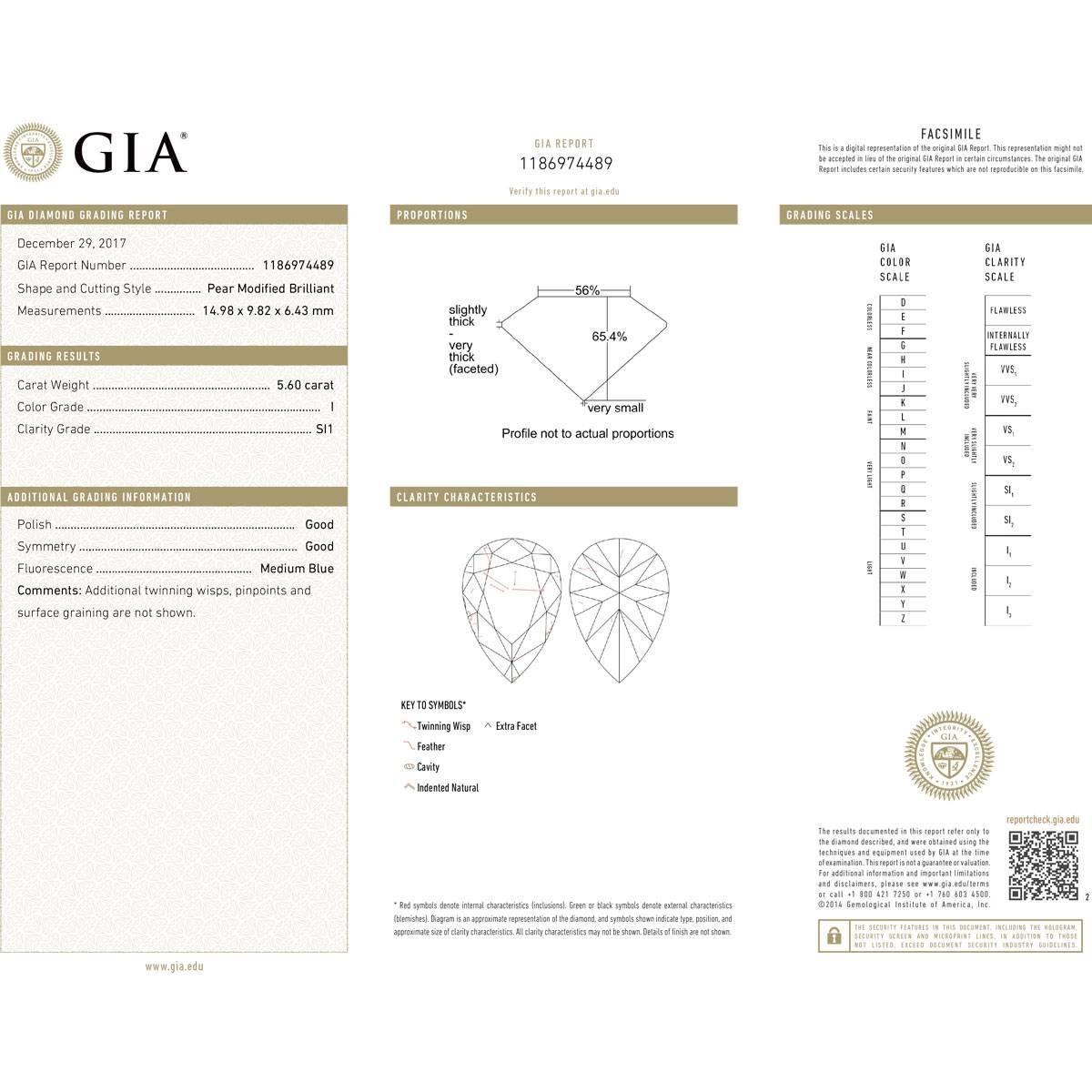 GIA-zertifizierter 5,60 Karat birnenförmiger Diamant-Verlobungsring im Angebot 3