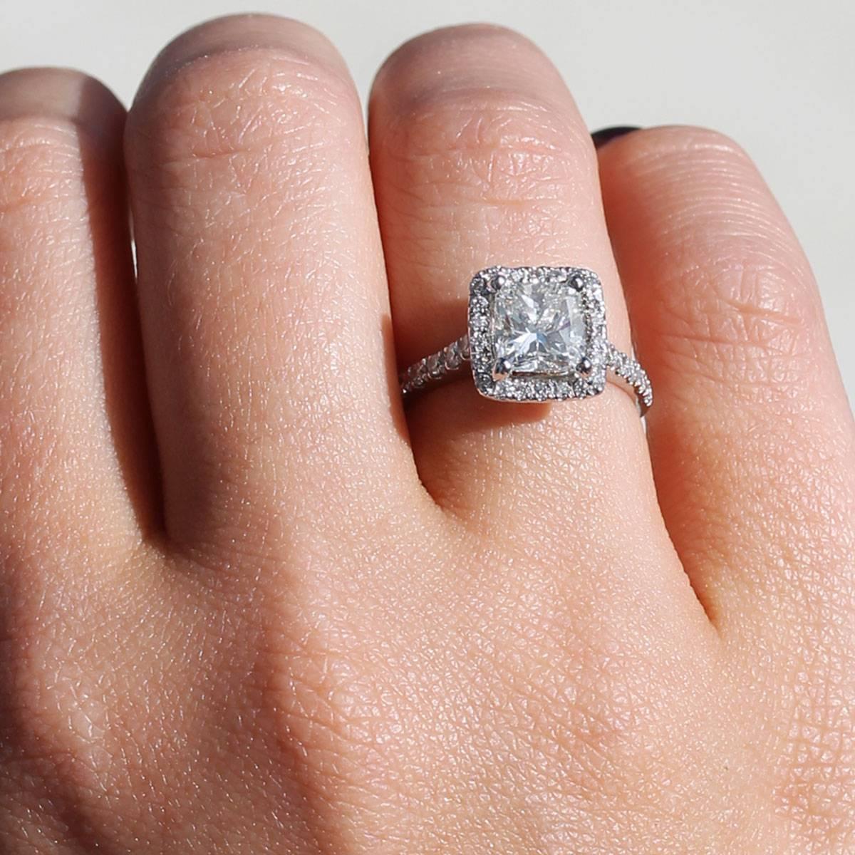 1 carat cushion cut halo engagement rings