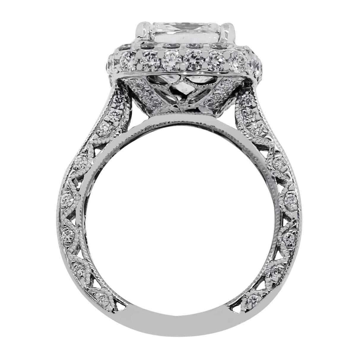 GIA Certified 3.05 Carat Radiant Cut Diamond Engagement Ring In Excellent Condition In Boca Raton, FL
