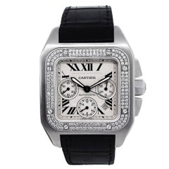 Cartier Stainless steel Santos 100 XL Diamond Bezel Automatic Wristwatch